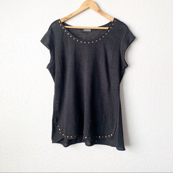 Essentials by Milano Tops - Embellished Black Knit Top - Size XL